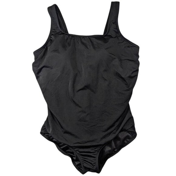 Lands' End Swimsuit Womens 16W Black One Piece Full Coverage Modest Beach - Picture 1 of 9